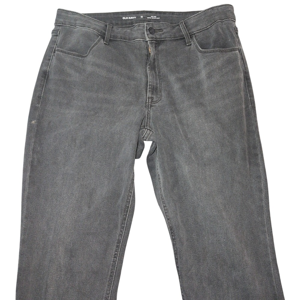 Old Navy Wow Boot-Cut Denim Cotton Blend Size 12 Tall Gray Mid-Rise Flare Jeans